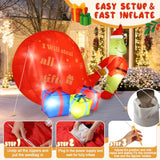 Christmas Green Big Monster Inflatable Decorations, 5.5Ft Lighted Up Christmas Outdoor Inflatable Decor Build-In 8 Led,