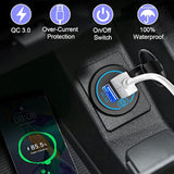 Qc3.0 Dual Usb 12V Outlet With Touch Switch: 12 Volt Marine Socket Golf Cart Usb Port Dc Car Charger Waterproof Power Adapter Cigarette Lighter Mount Fast Charge For Boat Motorcycle Atv Rv