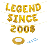 18Th Birthday Decorations For Boys/Girls, Birthday Balloons Banner (Golden) - 16" Large Inflatable Letters, 900" Ribbon & Two Threading Needles Diy Kit