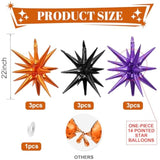 Black Purple Orange Star Balloons 9Pcs 22Inch Foil Party Decorations for Birthday Halloween