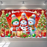 Merry Christmas Snowman Banner 71X43 Inches Christmas Holiday Decor For Home Living Room Bedroom Wall Hanging Festival Party Celebration Decoration Indoor Outdoor Scene