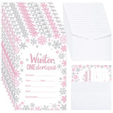 25 Pcs Winter Onederland Birthday Party Invitations With Envelopes First Birthday Decorations Winter Snowflakes Silver Pink Invitations For Holiday Winter 1St Birthday Party Supplies, 4 X 6 Inch