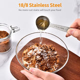 Measuring Spoons: 18/8 Stainless Steel Measuring Spoons Set Of 9 Piece: 1/16 Tsp, 1/8 Tsp, 1/4 Tsp, 1/3 Tsp, 1/2 Tsp, 3/4 Tsp, 1 Tsp, 1/2 Tbsp & 1 Tbsp Dry And Liquid Ingredients