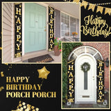 Happy Birthday Banner With Lights 71 X 12 Inch Led Happy Birthday Decoration Door Banner Party Porch Sign Outdoor Indoor Hanging Supplies For Women Men(Black Gold)
