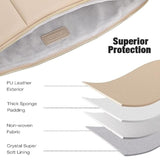 MoKo 13.3-14 Inch Puffy Laptop Sleeve Fit with MacBook Air 13'' M3 2024/2020/2019, MacBook Pro 14'' M3 2024/2023, MacBook Pro 13" M2/M1, Built-in Elastic Band, PU Leather Carrying Case, Sand