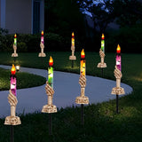 Halloween Decorations, 10 Pack Lighted Battery Operated Skeleton Hands Hold Candle with Stakes, Pathway Decor for Indoor Outdoor Party Home Garden