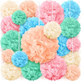 Pastel Tissue Paper Pom Poms - Hanging Paper Flowers For Rainbow Pastel Birthday Decorations, Baby Shower Decor, Easter Party Decor And Classroom Decorations By (20Pc)