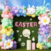 162Pcs Easter Balloon Arch Kit - Pastel Balloon Garland With Bunny, Ears, Daisy Foil, Printed Balloons For Baby Shower Party, Spring Birthday, Easter Decorations