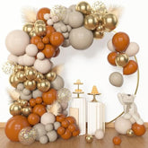 153pcs Burnt Orange Balloon Garland Kit – White, Gold & Confetti Fall Decor