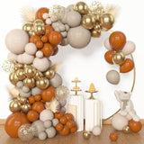 153pcs Burnt Orange Balloon Garland Kit β White, Gold & Confetti Fall Decor