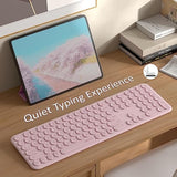 Wireless Pink Keyboard, Bluetooth 2.4Ghz Dural Mode Connection Scissor Switche