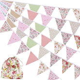 12M/40Ft Triangle Bunting Banner, 42Pcs Multicolored Fabric Flags for Weddings & Parties