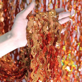 4 Pack Wavy Orange Foil Fringe Curtains 3.3x6.6ft Backdrop for Halloween Party Decor