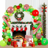 137pcs Christmas Balloon Arch Red Green Gold with Foil Balloons Kit