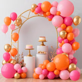 162Pcs Hot Pink Balloons Arch Garland Kit Pink Orange Gold Metallic Pastel Pink Party Balloons For Baby Shower Birthday Wedding Party Decorations (Pink Orange Gold)