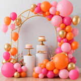162Pcs Hot Pink Balloons Arch Garland Kit Pink Orange Gold Metallic Pastel Pink Party Balloons For Baby Shower Birthday Wedding Party Decorations (Pink Orange Gold)