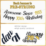 70Th Birthday Decorations For Men Women, Black Gold Awesome Since 1955 Happy 70Th Birthday Banner Swirls Cake Topper Party Supplies, Seventy Years Bday Honeycomb Centerpiece Sign Decor