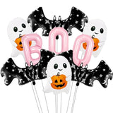 Pink Halloween Balloon Set: BOO, Ghost & Bat Foil Balloons