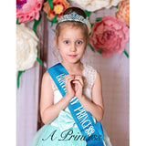 Blue Rhinestone Princess Crown & "Happy Birthday" Sash Set