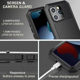 Heavy Duty iPhone 15 Plus Case with Metal Frame and Silicone Screen Protector - Black