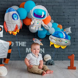 6 Pcs Astronaut Ufo Rocket Foil Balloons For Kids - Space Party Decorations For Baby Shower, Universe Space Themed Birthday Party Decor