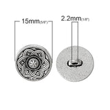 Sewing Shank Buttons - 30 Pack, 15Mm, Carved Flower Design With Vintag