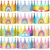 32 Pcs Rainbow Birthday Party Crown For Kids Birthday Party Hats Rainbow Glitter Decorations Paper Crowns Headband For Girls Birthday, Rainbow Party Supplies, Classroom Activities,12 Styles