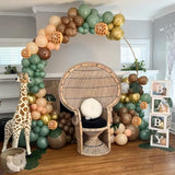 60pcs Jungle Safari Balloon Kit – Green, Brown, Gold, Cream for Baby Shower & Birthday Decor