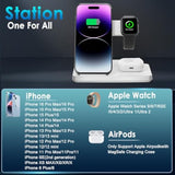 Wireless Charger, 3 In 1 Charging Station For Multi Devices, Charging Stand Dock For Iphone 8-16 Series, Apple Watch, Airpods Pro 3 2 With Adapter (White)