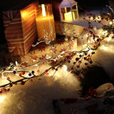 Red Berry Branch Pre-Lit Garland With 30Led Lights, Battery Operated Fairy String Lights With Timer Function For Christm