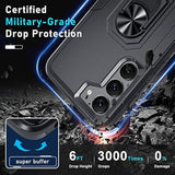 Compatible With Samsung Galaxy S23+ Plus Case With Screen Protector+Camera Lens Protector,Heavy Duty Shockproof Full Body Phone Cover Built In Metal Ring Holder Kickstand,2023 Black Matte
