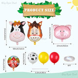Farm Animal Balloons Set Pig Cow Horse Donkey Head Shaped Mylar Foil Cow Print Latex Balloon For Barnyard Farm Theme Birthday Party Supplies Decorations