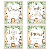 4Pcs Cute Animal Table Sign Centerpieces For Baby Shower Supplies, Safari Baby Shower Decorations Birthday Party Supplies (8X10In)