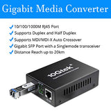 A Pair Of Gigabit Single Mode Lc Fiber Media Converter, With 2 Pcs Sfp Lx Modules, 1.25G/S Fiber To Ethernet Converter, 1000Base-Lx To 10/100/1000Base-Tx, Sfp To Rj45, Smf, 1310Nm, Up To 20Km