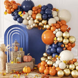 147PCS Fall Balloon Arch Kit with Navy Blue Burnt Orange Balloons for Thanksgiving