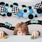 Race Car Blue Balloons Arch Kit,Pastel Dusty Blue Green Balloon Garland Kit For Two Fast Birthday Baby Shower Party Decorations…