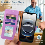 For Iphone 16E Wallet Case, Rfid Blocking 4 Card Slots Holder Cover For Iphone 16E 2025 6.1 Inches, Wrist Strap, Shockproof Protective Stand Leather Folio Flip Cases (Purple)