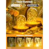 4 Pack Fairy Lights Battery Operated With Timer, 16.4 Ft 50 Led Silver Wire Twinkle String Lights 8 Modes Dimmable Water
