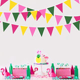 32Ft Hot Pink Green Yellow Pennant Banner Fabric Triangle Flag Bunting