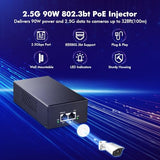 2.5 Gigabit Poe Injector, 802.3Af/At/Bt 90W, 2.5G/1G/100M Ethernet, Plug & Play, Non-Poe To Poe Adapter, Metal Case, Distance Up To 100 Meters (328 Ft.)