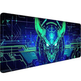 Japanese Samurai Mask Desk Mat Futuristic Fantasy Mask Xl Mouse Pad Large Mousepad Extended Laptop Keyboard Mat Gaming Desk Pad Mouse Mat 31.5"X11.8" Office Computer Keyboard Laptop Home