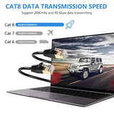 Cat8 Ethernet Cable, High Speed 40Gbps 2000Mhz Network Cord, With Gold Plated