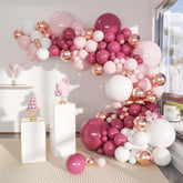 Dusty Hot Pink White Gold Balloon Garland Arch Kit, 146Pcs Retro Hot Pastel Pink Champagne Gold Sand White Latex Balloons Different Sizes For Wedding, Birthday, Graduation Party Decorations