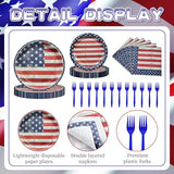 96 Pieces 4th of July Plates and Napkins Set, Vintage American Flag Disposable Tableware with Paper Plates Napkins and Forks for BBQ Picnic Party, Serves 24
