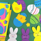 130 Pieces Eggs, Baby Chicks & Bunny Punch Out Paper Cutouts For Easter Decorations, 2-Sided Us Made Card Stock Cutouts For Easter Crafts, Spring Party, Bulletin Boards, Classroom Decor