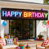 Happy Birthday Yard Banner - Neon Multicolor Happy Birthday & Brick Wall Design, Outdoor/Indoor Giant Birthday Yard Sign,78.7X17.7 Inch