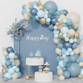 172Pcs Dusty Blue Balloon Garland Kit Chrome Gold White for Baby Shower Party