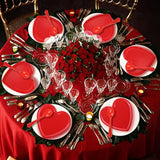 38 Pieces Valentines Heart Shaped Plates Spoon Set Include 18 Pcs 10 Inch Valentines Day Heart Shaped Food Tray 20 Pcs Plastic Spoon Salad Dessert Plate For Party Supplies(Red)