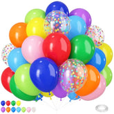 12" Rainbow Assorted Balloons with Confetti for Party Decorations