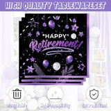 141Pcs Happy Retirement Party Decorations For 20 Guests - Purple And Black Retirement Party Plates And Napkins Forks Cups Cutlery For Men Women Say Goodbye Supplies